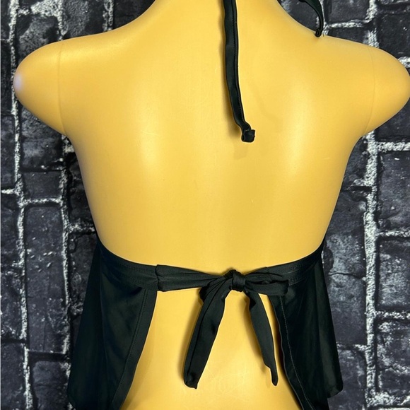 Black Halter Ruffle Tankini Top - Picture 4 of 5